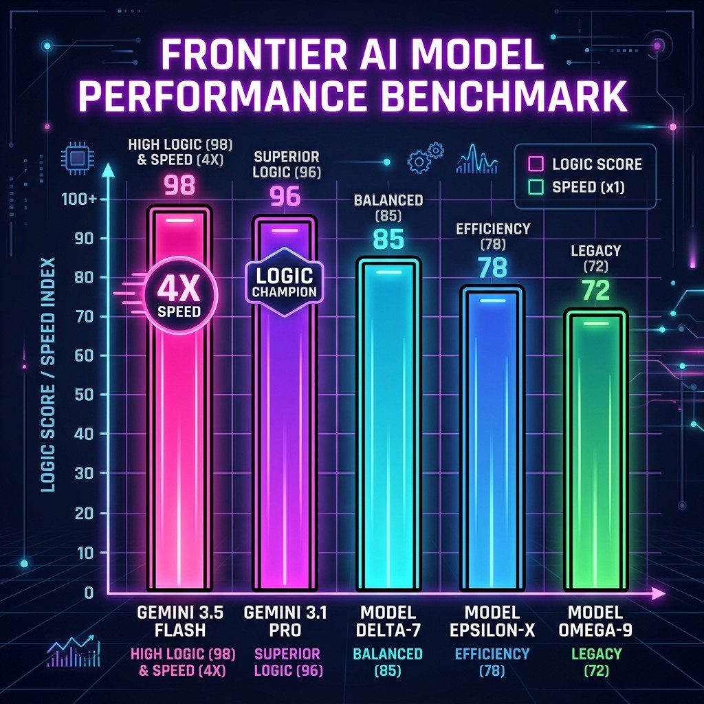 Google Gemini 3.5 Flash logic and speed benchmarks comparison. Source: Artimind Studio.