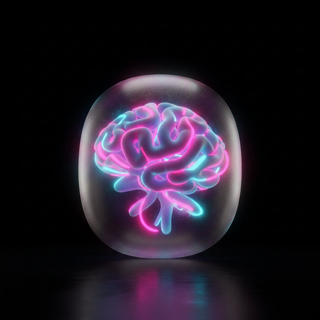 Chroma Glow 3D illustration of the Hermes neural node framework