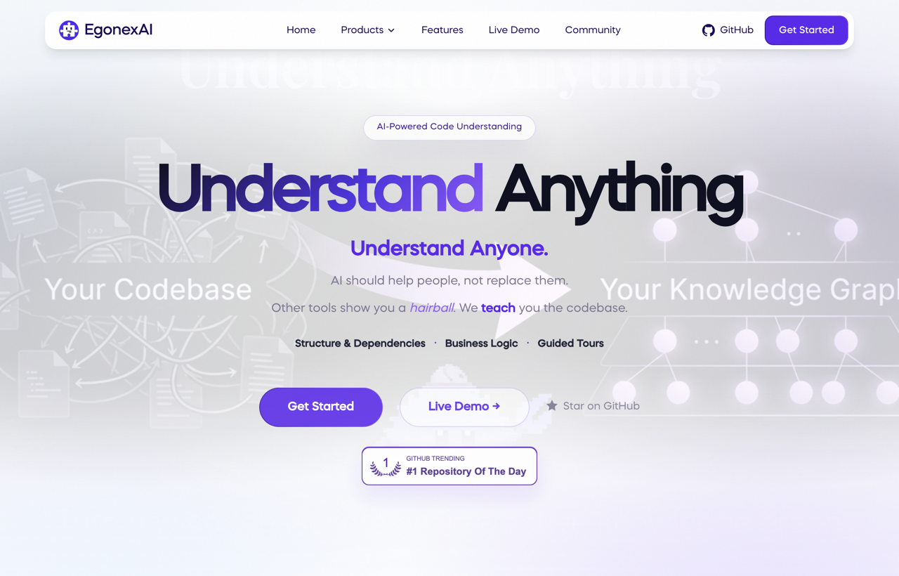 Understand Anything homepage showing its codebase-to-knowledge-graph workflow