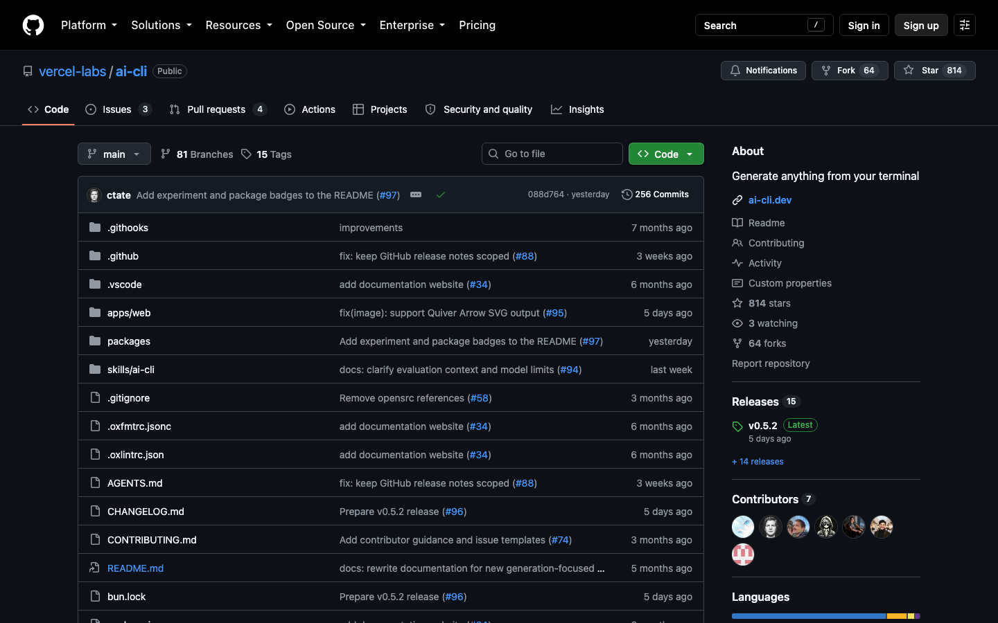 Vercel Labs ai-cli GitHub repository