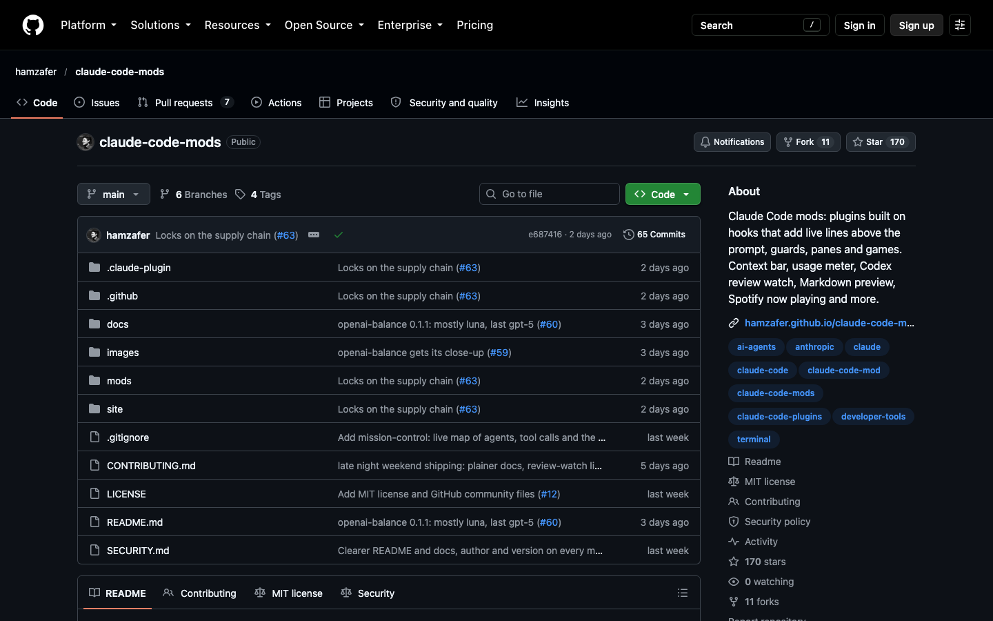 hamzafer/claude-code-mods repository on GitHub
